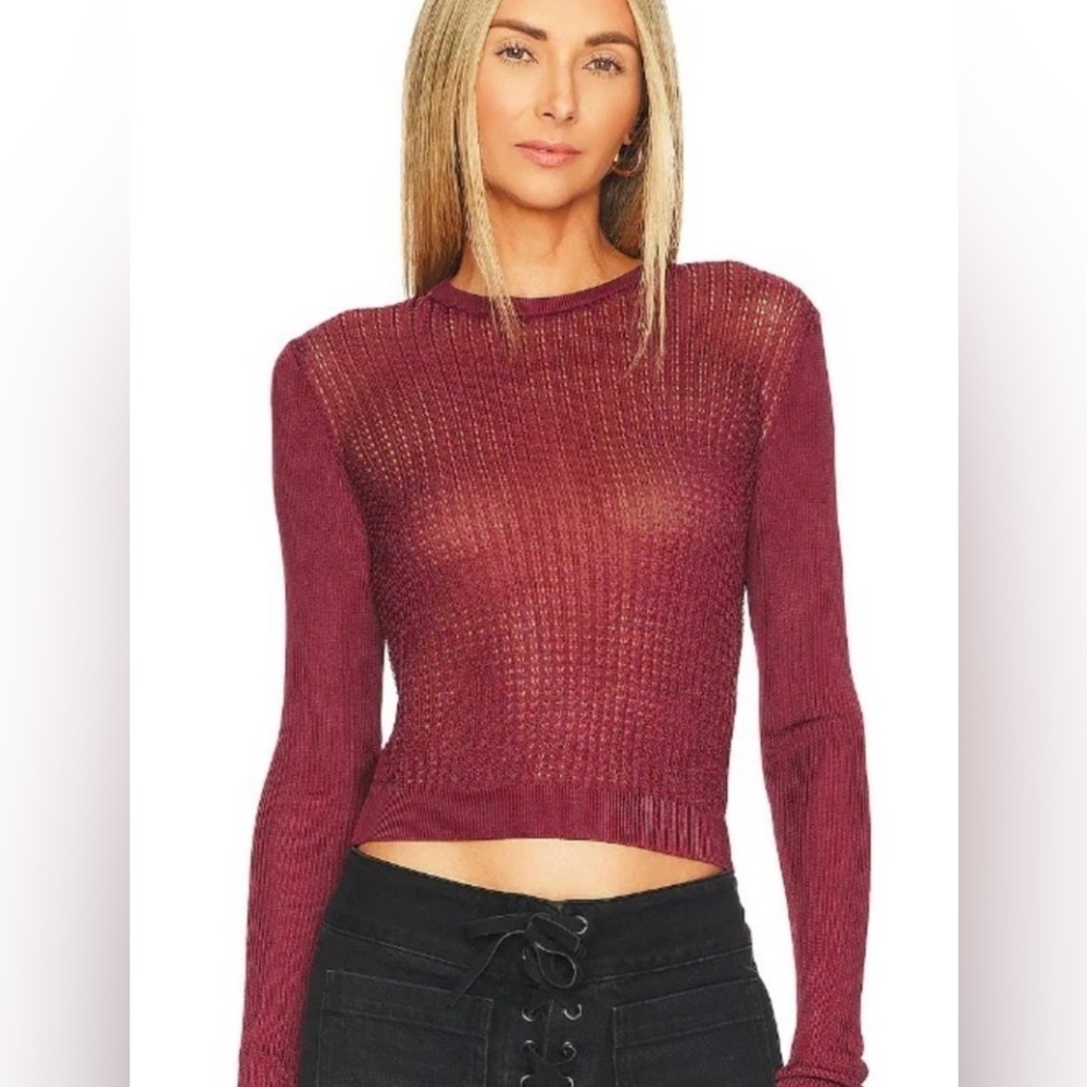 Free People H20 Crew Pullover in Raw Garnet NWT